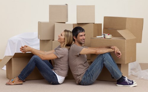 Professional moving truck navigating residential streets in Ealing