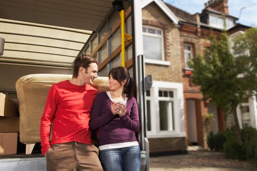 Removal van outside a residential street in Ealing