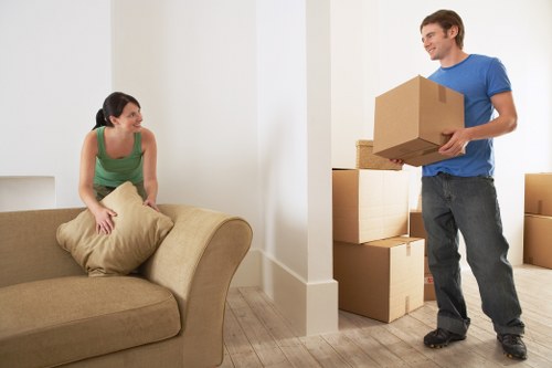 Office furniture and equipment prepared for a commercial move
